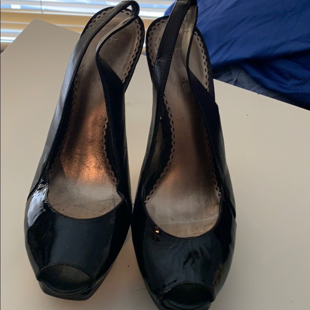 BEBE Patent leather sling back open toe